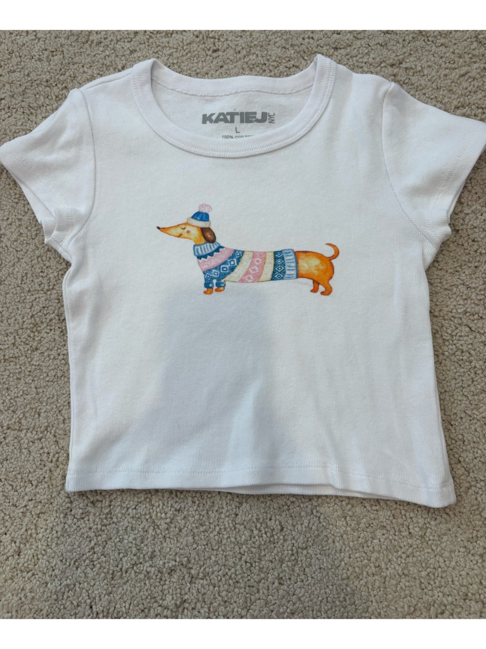 Katie J NYC Girls Dog Short Sleeve Tee, Size Large Tween